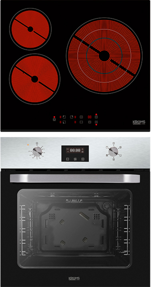 KROMSLINE KVR-3FR-B3 + KHI-300-D-S - Conjunto Vitrocerámica Eléctrica + Horno INOX