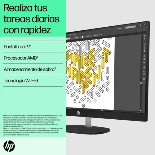 HP 27-CR0030NS  RYZEN5 7520U Blanco - Ordenador Sobremesa 27" 16GB 512GB