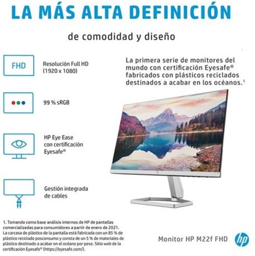 HP M22F Plata - Monitor 21.5" FULL HD