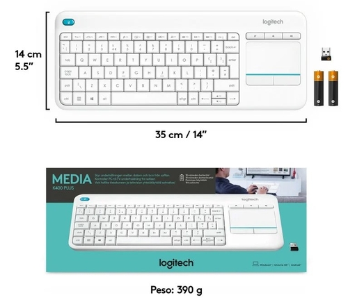 LOGITECH K400 PLUS - Teclado Blanco