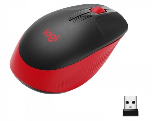 LOGITECH M190 Negro-Rojo - Ratón Inalámbrico