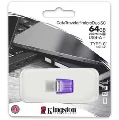 KINGSTON MICRODUO 3C Morado - Pendrive 64GB