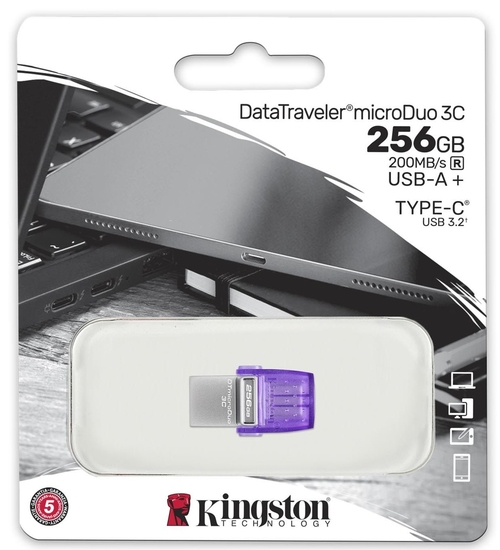 KINGSTON MICRODUO 3C Morado - Pendrive 256GB