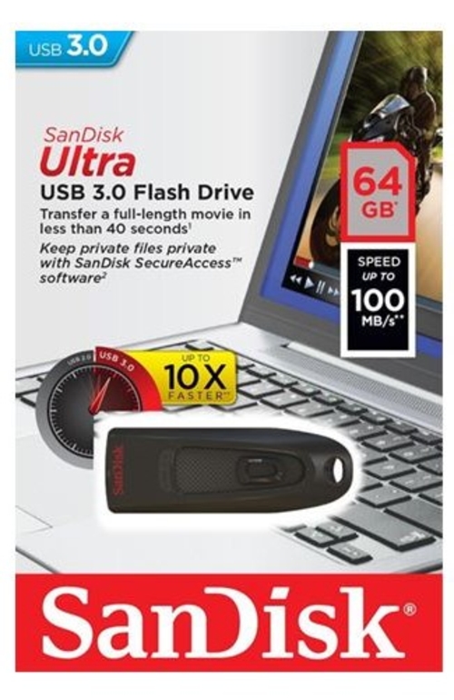 SANDISK CRUCER ULTRA Negro - Pendrive 64GB