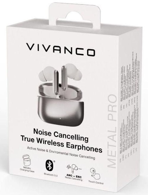 VIVANCO 63993 Metal Pro Plata - Auricular Inalámbrico Estuche