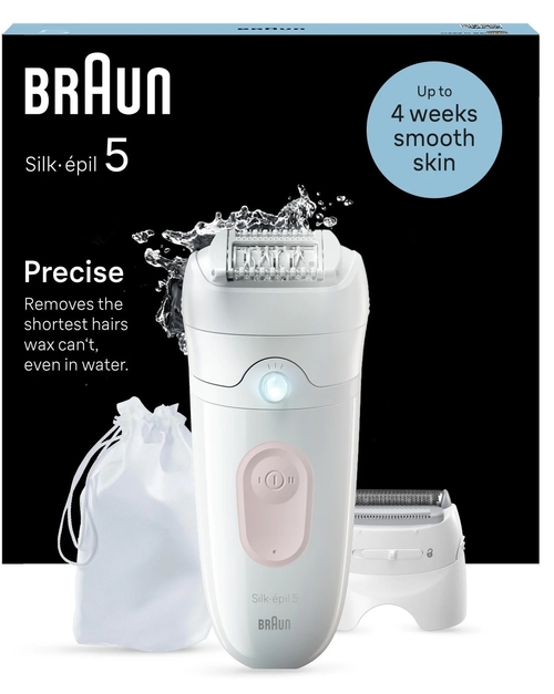 BRAUN SILK-ÉPIL5 SE5-030 Blanco-Rosa - Depiladora Batería