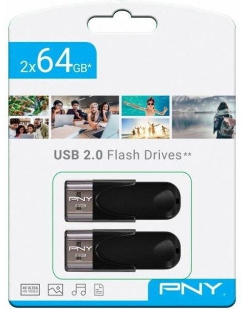 PNY ATTACHE 4 64GB Negro - Pack Pendrive 2 unidades