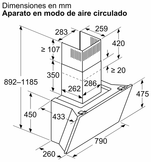 BOSCH DWK81AN20 Cristal Blanco - Campana Decorativa 80CM