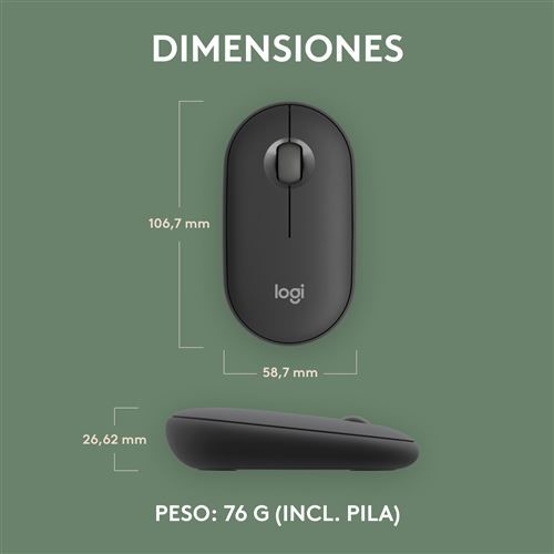 LOGITECH PEBBLE 2 M350S Grafito - Ratón Inalámbrico