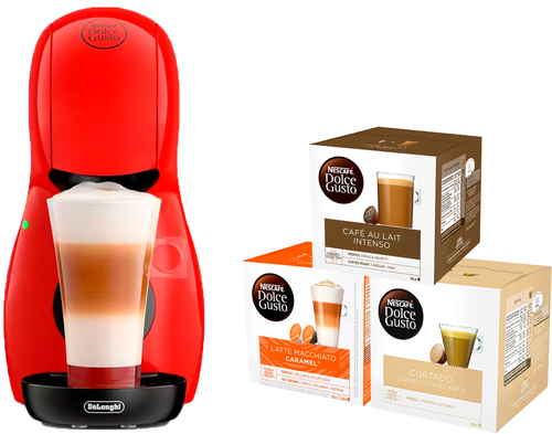 DELONGHI EDG-210-R Rojo - Cafetera de Cápsula + 3 ESTUCHES DE CAFE