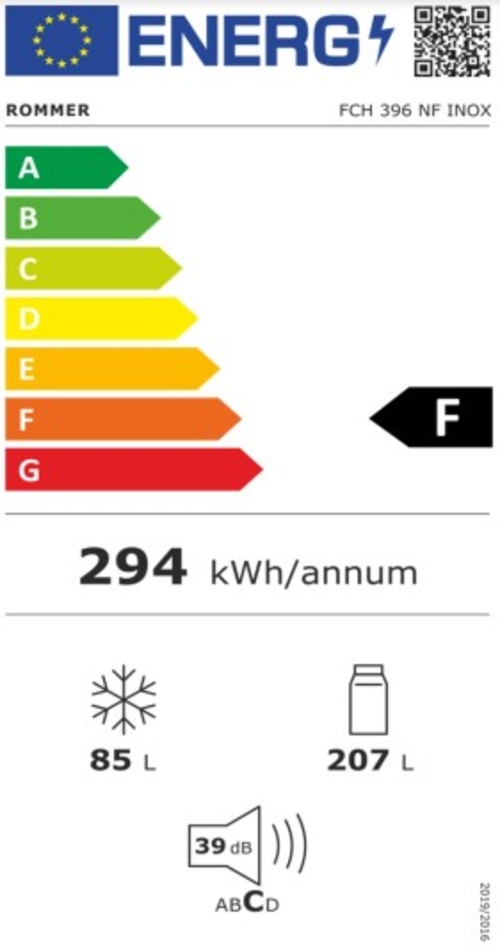 ROMMER FCH 396 NF INOX - Frigorífico Combi No Frost