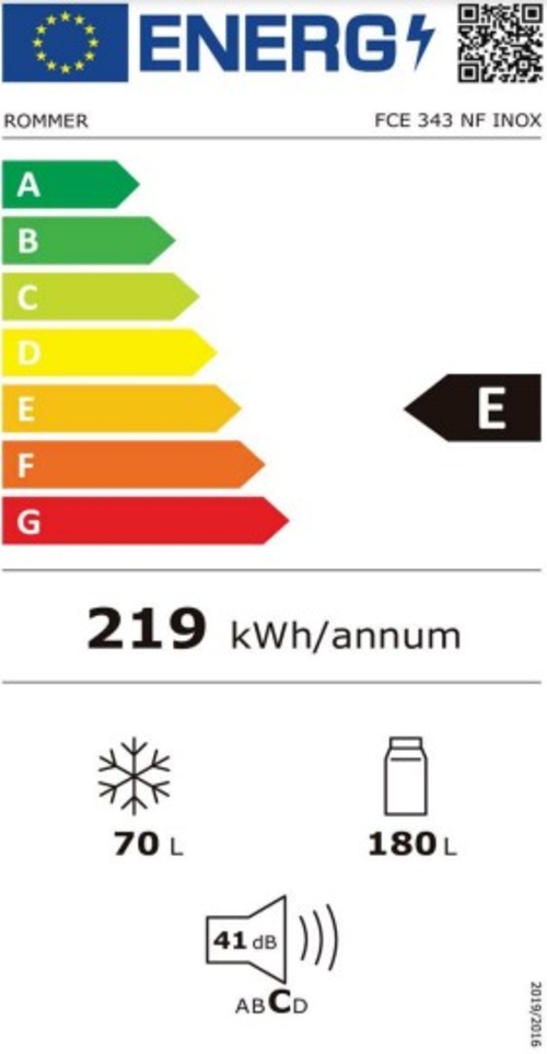 ROMMER FCE 343 NF INOX - Frigorífico Combi No Frost