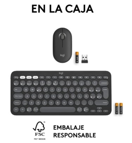 LOGITECH PEBBLE 2 TONAL Grafito - Teclado + Ratón