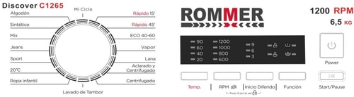 ROMMER DISCOVER C1265 Blanco - Lavadora Carga Superior 6.5KG 1200RPM