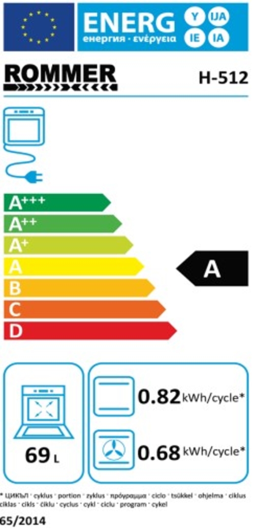 ROMMER H 512 INOX - Horno Multifunción 69L