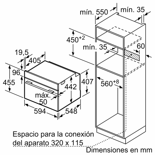 BALAY 3CB5159N3 Cristal Negro - Horno Compacto 47L