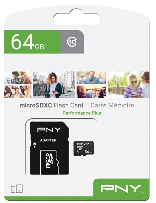 PNY PERFORMARCE PLUS MicroSDXC  CLASE 10 Negro - Tarjeta de Memoria 64GB