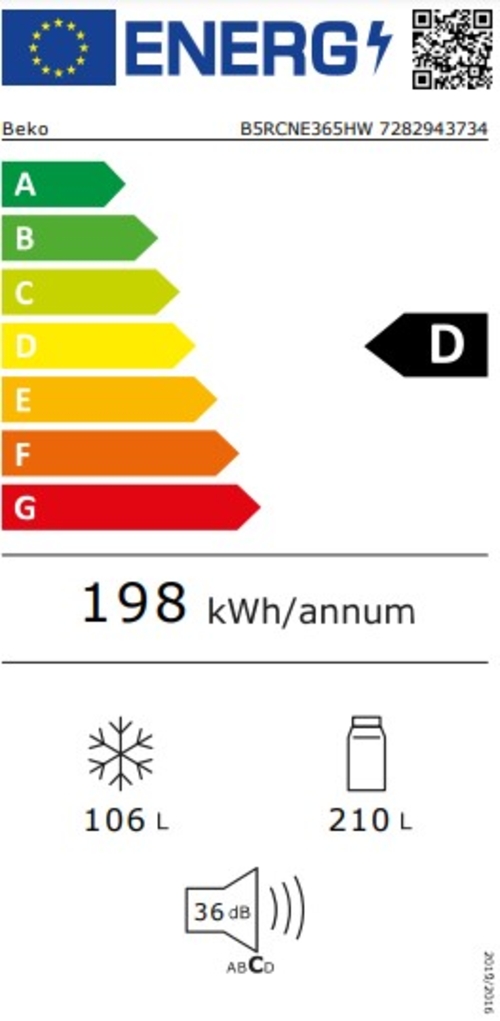 BEKO B5RCNE365HW Blanco - Frigorífico Combi No Frost