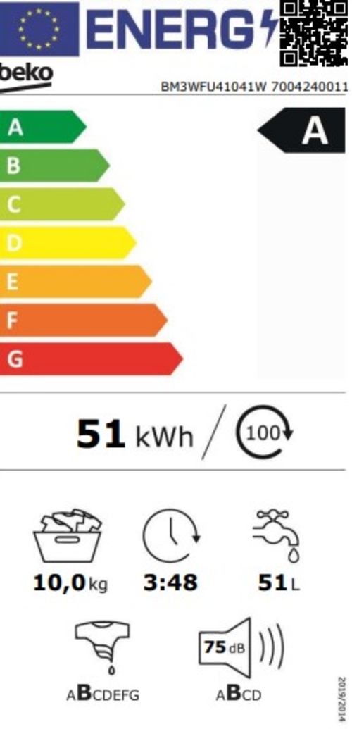 BEKO BM3WFU41041W Blanco - Lavadora Carga Frontal 10KG 1400RPM