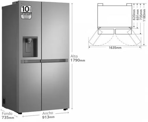 LG GSLC40PYPE INOX - Frigorífico Side by Side No Frost