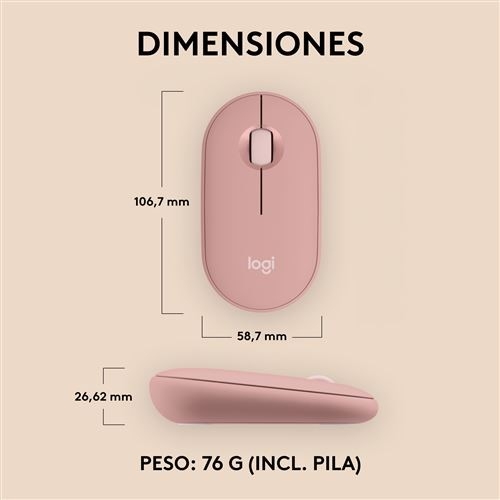 LOGITECH PEBBLE 3 M350S Rosa - Ratón Inalámbrico