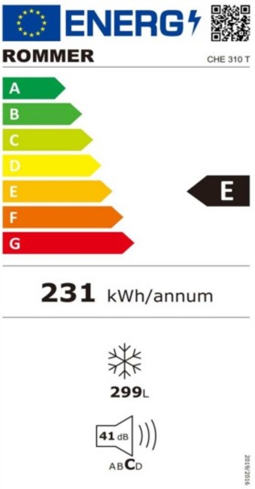 ROMMER CHE 310 T Blanco - Congelador Horizontal 299L