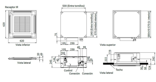 FUJITSU AUY35MI-KV Blanco - Aire Acondicionado Cassette 3.010 Frig/h y 3.526 Kcal/h