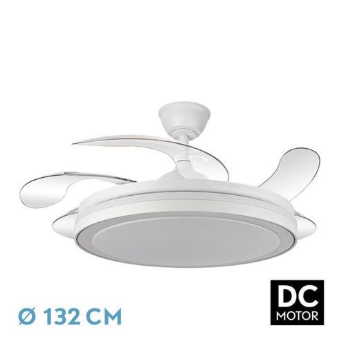 ABRILA Esparta Maxi bLANCO 80W 132CM - Ventilador de Techo 5 Aspas Retráctil