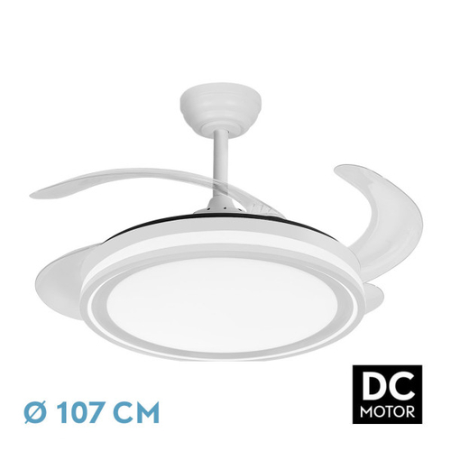 ABRILA Bandido Blanco 59w - Ventilador de Techo 4 Aspas Retráctil