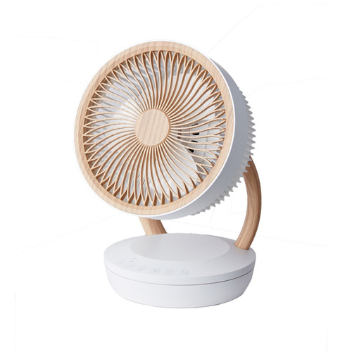 ABRILA Ruiseñor Blanco-Madera 45w - Ventilador de Sobremesa 3 Aspas