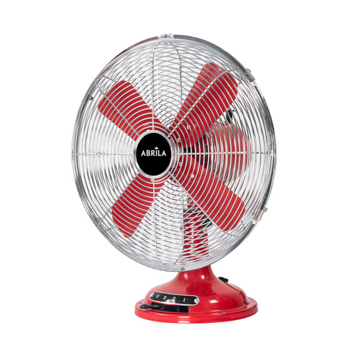 ABRILA Capitolio Rojo-Cromo 37w - Ventilador de Sobremesa 4 Aspas