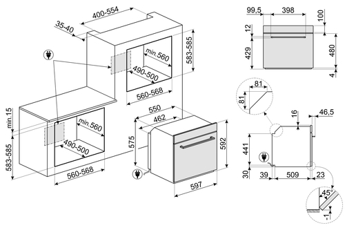 SMEG SF64M3TB Negro - Horno Multifunción 70L
