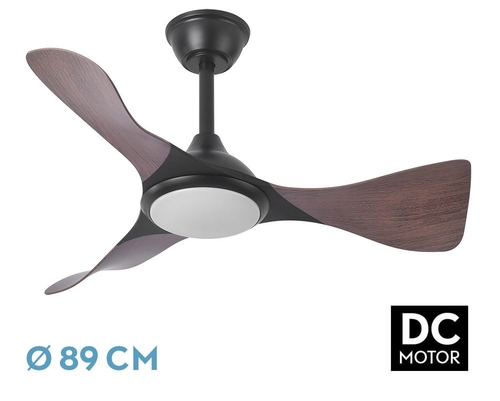 ABRILA CAIMAN Negro / Roble 36W - Ventilador de Techo 3 Aspas