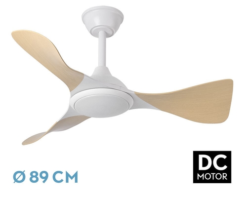 ABRILA CAIMAN Blanco/Haya 36W - Ventilador de Techo 3 Aspas