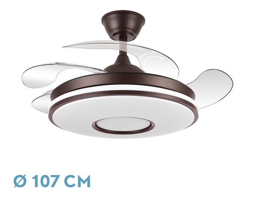 ABRILA Dani Marrón 59W - Ventilador de Techo 4 Aspas Retráctil