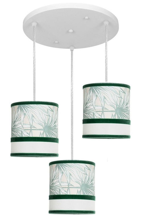 ABRILA CALEDONIA Blanco-Verde 40 CM - Plafón Colgante 3XE27