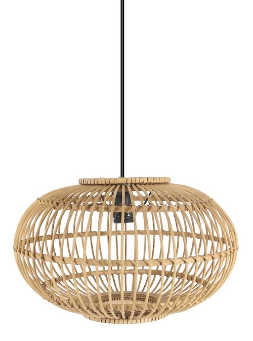 ABRILA VISEU Negro/Bambu Natural 40cm - Lámpara Colgante 1xe27