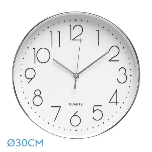 ABRILA TIEMPO Plata - Reloj de Pared 30cm