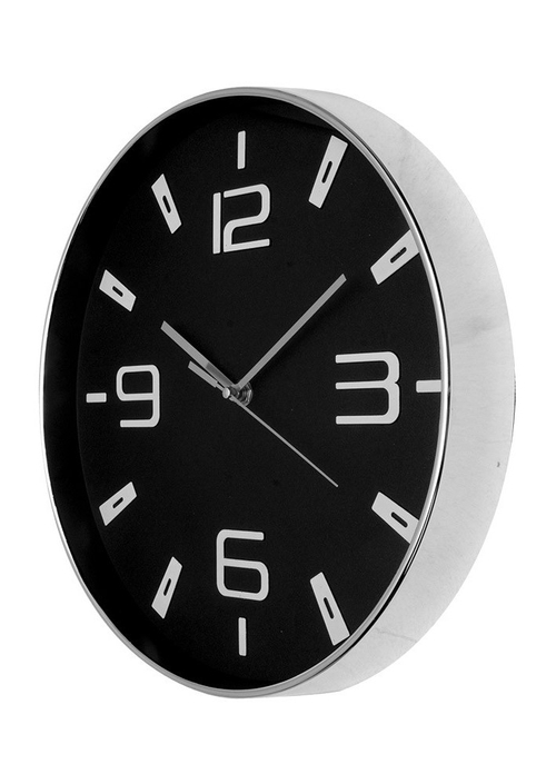 ABRILA AROA Plata-Negro - Reloj de Pared 30cm