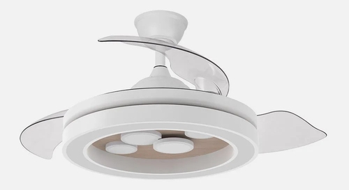 ABRILA CUPIDO Blanco/Haya - Ventilador de Techo 3 Aspas Retráctil