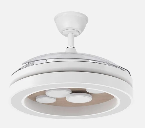 ABRILA CUPIDO Blanco/Haya - Ventilador de Techo 3 Aspas Retráctil