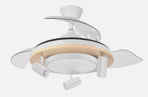 ABRILA GLADIATOR Blanco/Haya - Ventilador de Techo 3 Aspas Retráctil