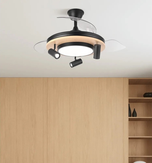 ABRILA GLADIATOR Negro/Haya - Ventilador de Techo 3 Aspas Retráctil