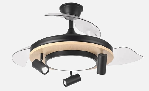 ABRILA GLADIATOR Negro/Haya - Ventilador de Techo 3 Aspas Retráctil