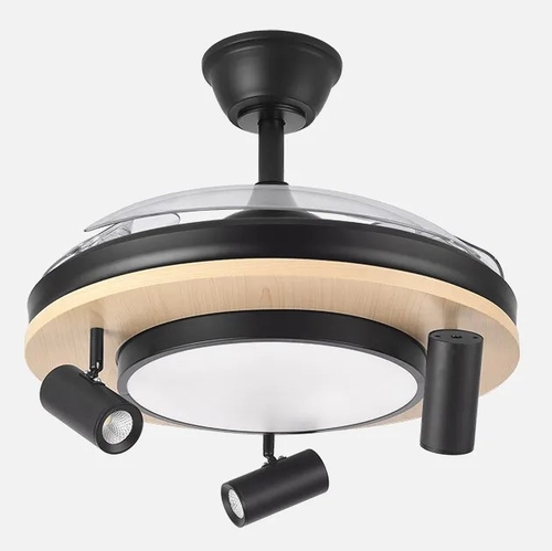 ABRILA GLADIATOR Negro/Haya - Ventilador de Techo 3 Aspas Retráctil
