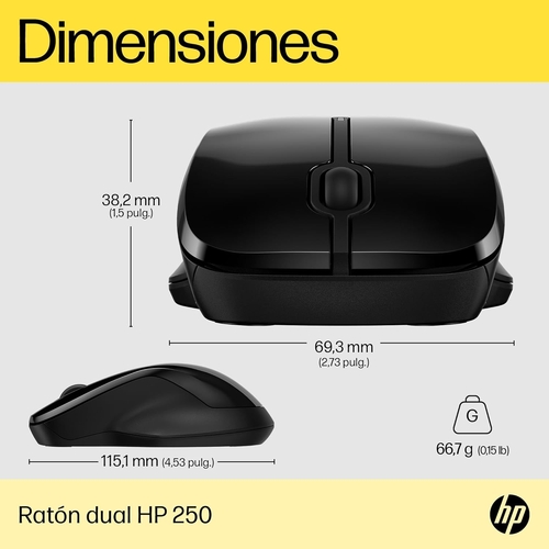 HP 250 Negro - Ratón Inalámbrico