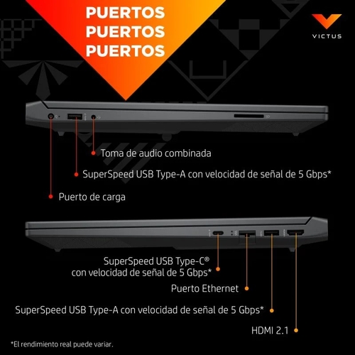 HP VICTUS 15-FB3001NS RYZEN-5 8645HS Negro - Ordenador Portátil 15.6" 16GB 512GB