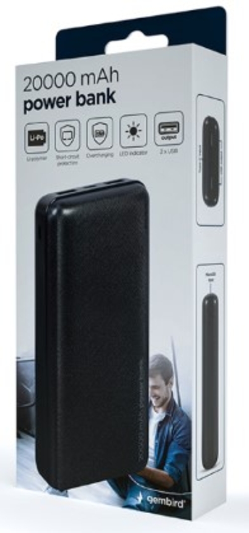 Gembird 20000MAH Negro - Powerbank 1 x micro USB