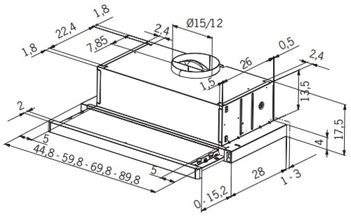MEPAMSA ECOLINE TOP 60 V2 INOX - Campana Extraíble 60CM