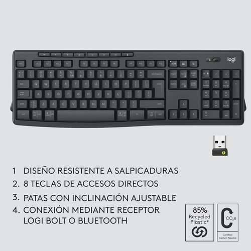 LOGITECH MK370 Negro - Teclado + Ratón